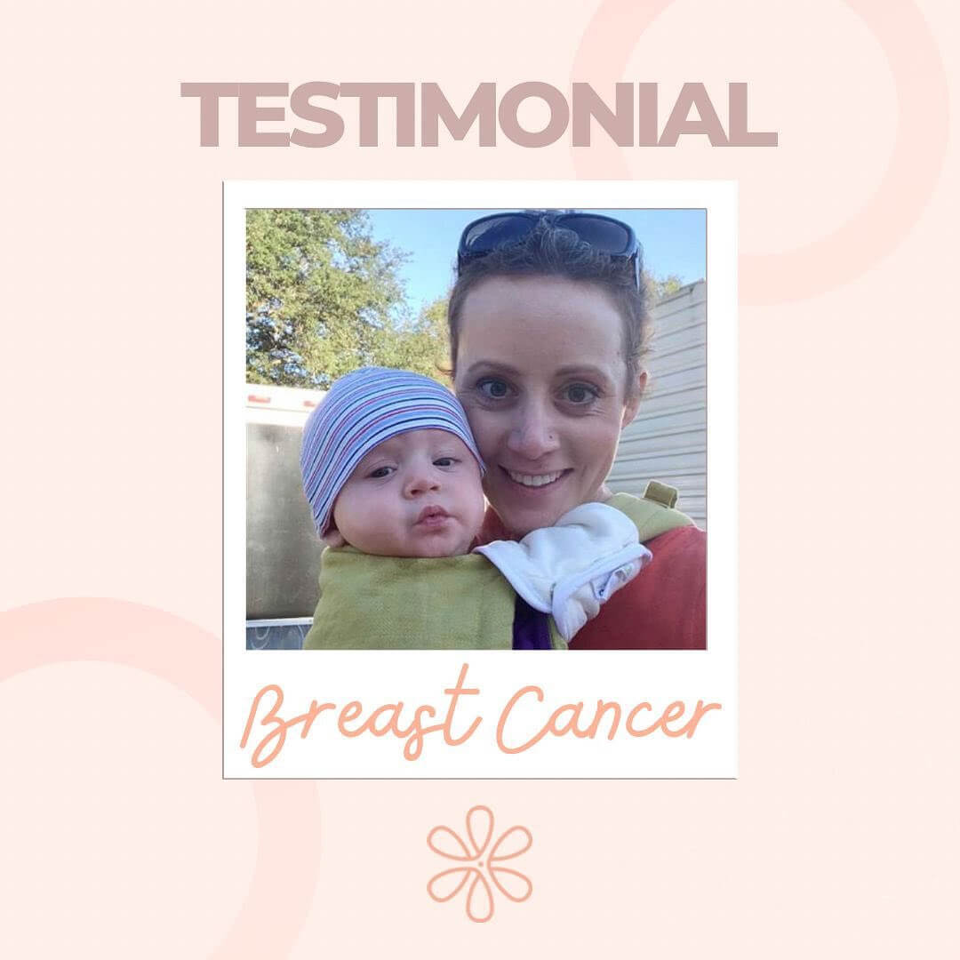 instagram post testimonial, breast cancer patient snapshot with her baby